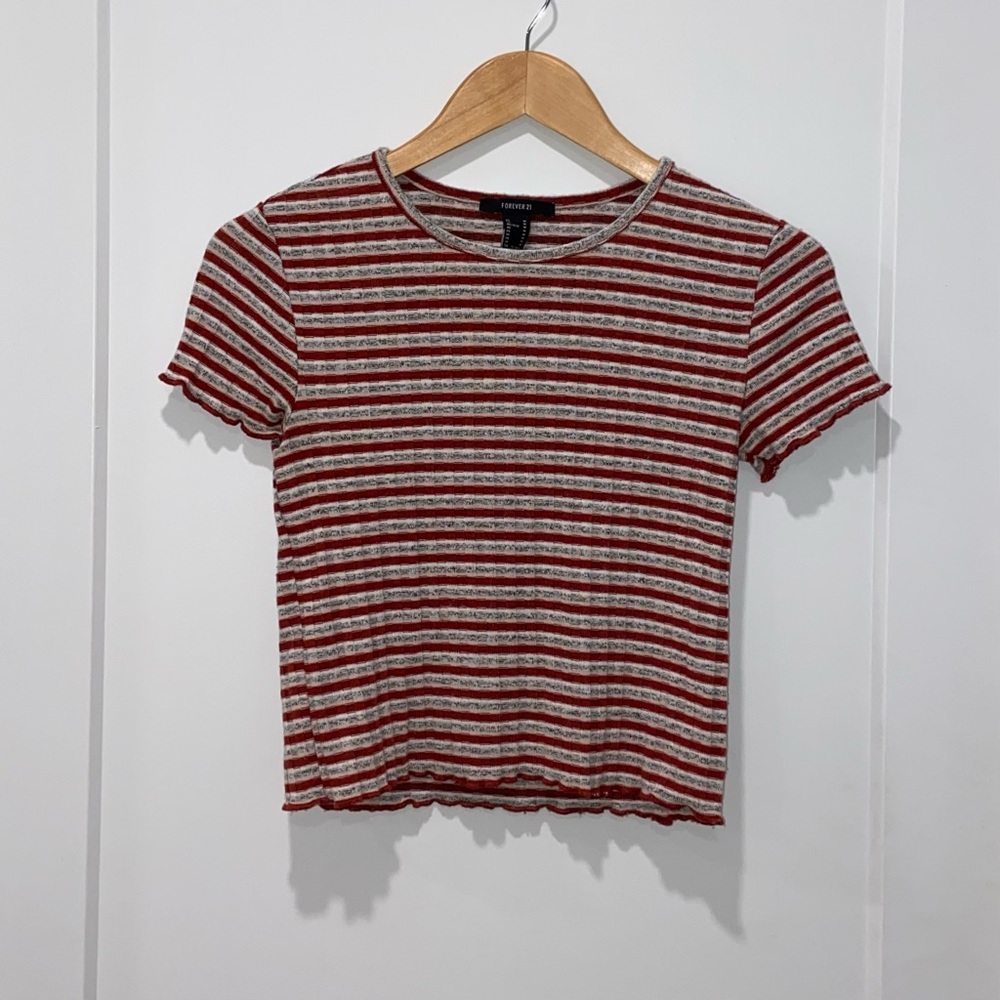 Forever21 Striped Cropped Baby Tee
